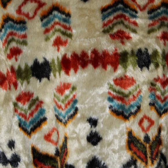 Free People Carmella Faux Fake Fur Coat Aztec Western Print.  Sz. L - Picture 7 of 10